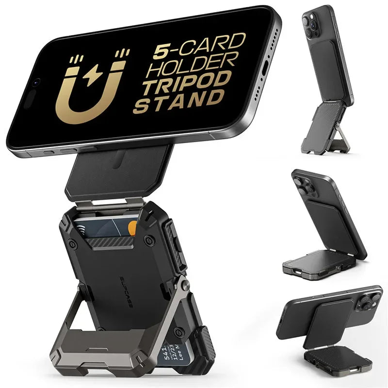 SUPCASE Magnetic Tripod Phone Stand – Credit Card Holder, MagSafe Compatible