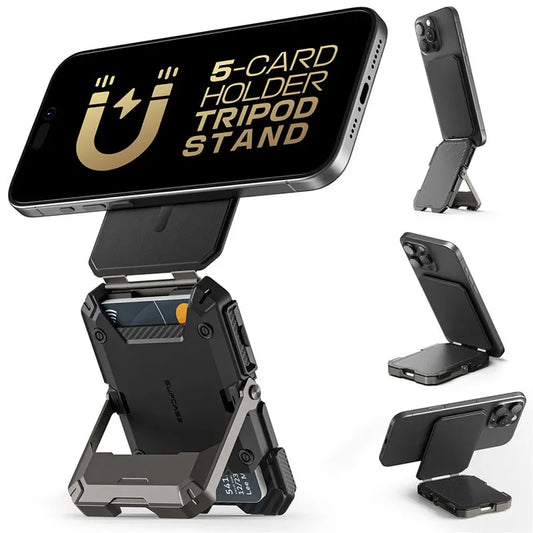 SUPCASE Magnetic Tripod Phone Stand – Credit Card Holder, MagSafe Compatible