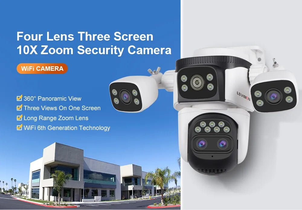 LS Vision 20MP Outdoor WiFi Camera – 4 Lens, 10X Zoom, Auto Tracking