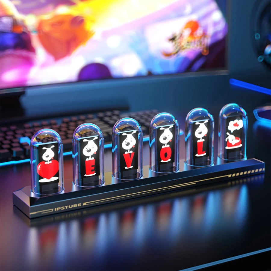 RGB Nixie Tube Clock – LED Glow, IPS Screen, DIY Desktop Decor