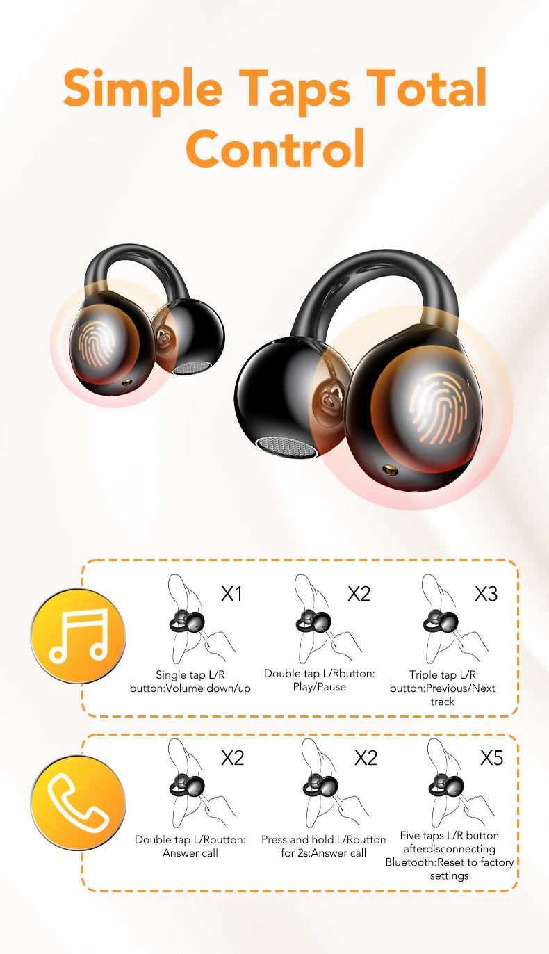 MINISO MS201 Bluetooth EarClip Headphones – AI Translator, 60H Playtime