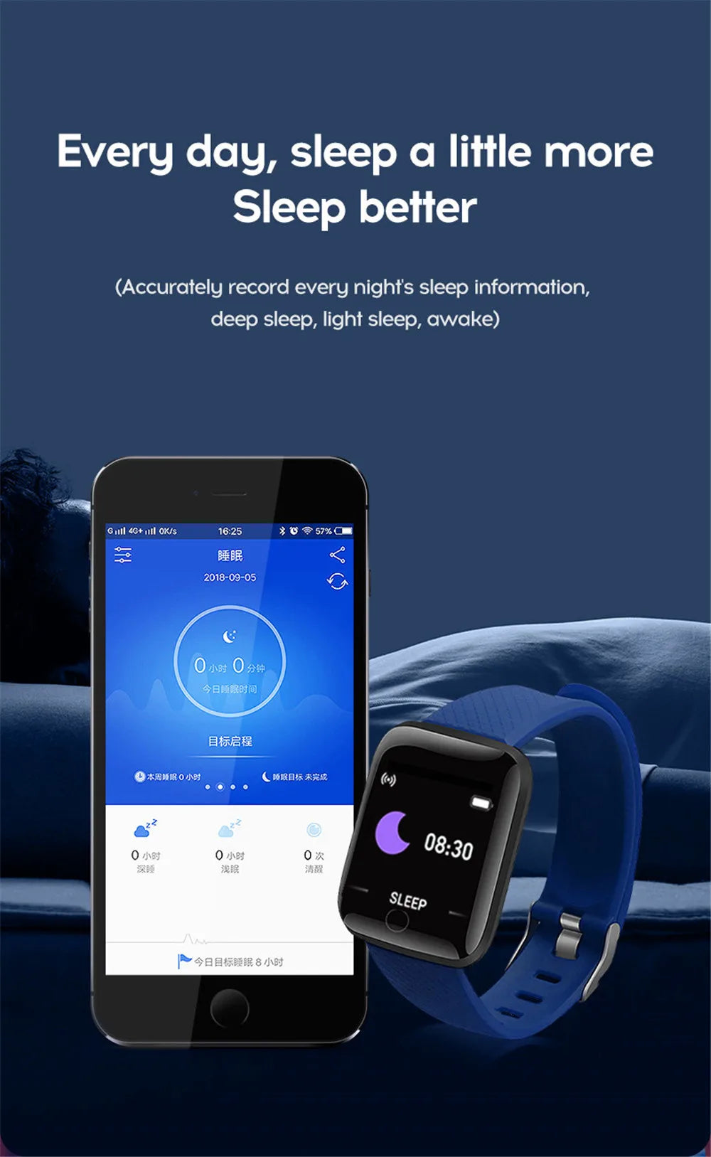 116 Smart Fitness Bracelet – Sport Watch, Music & Message Control, Bluetooth