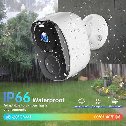 3MP WiFi Surveillance Camera – Battery Powered, Night Vision, Outdoor Security