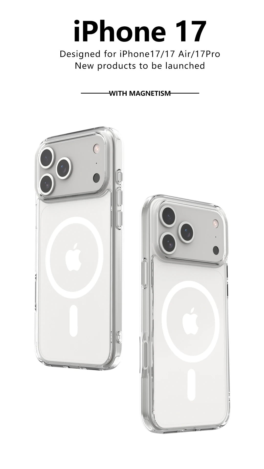 Shockproof Clear Magnetic iPhone Case – MagSafe & Wireless Charging (iPhone 17 Air/Pro Max)