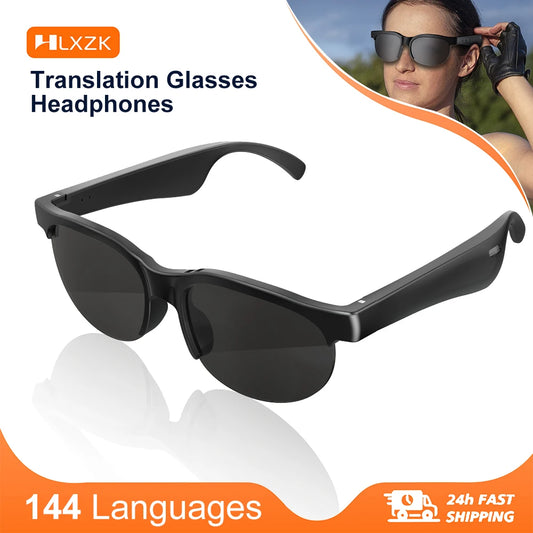 AI Smart Translation Glasses – 144 Languages, Bluetooth 5.3, Music & Sports