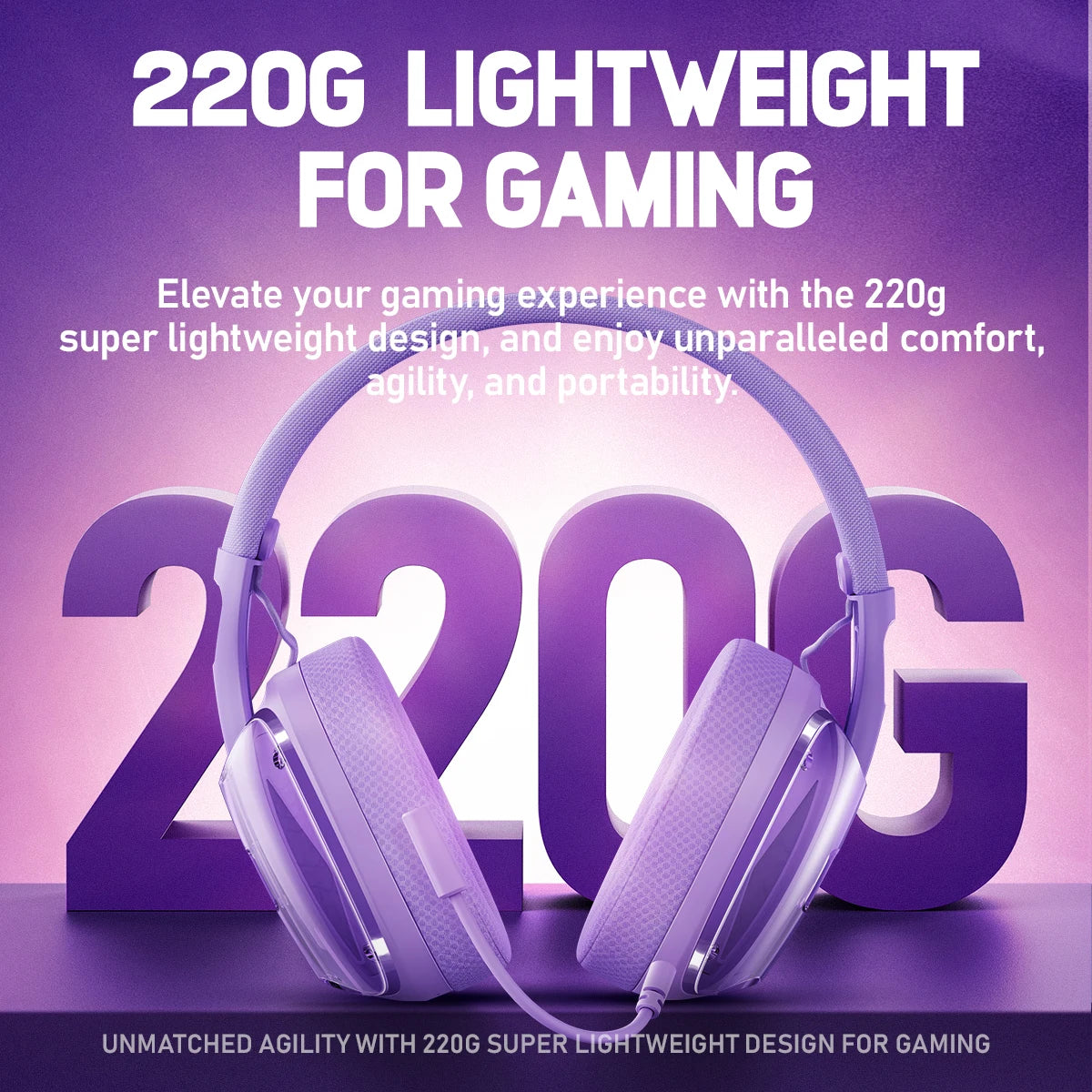 Picun G1 Wireless Gaming Headset – 3D Surround, ENC Mic, PS5/PC/Phone