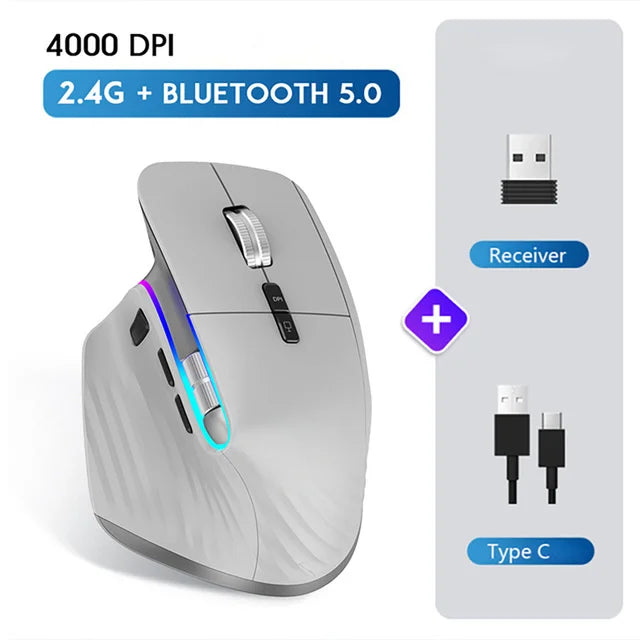 2.4G Wireless Bluetooth RGB Mouse – Rechargeable & Ergonomic
