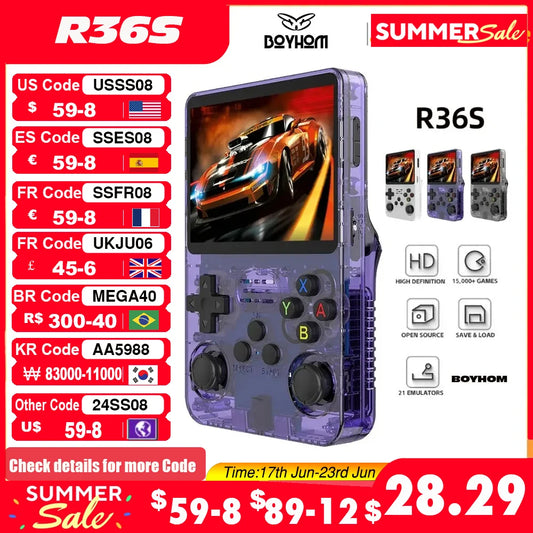 R36S Retro Handheld Game Console – 3.5'' IPS, Linux, 64GB Games