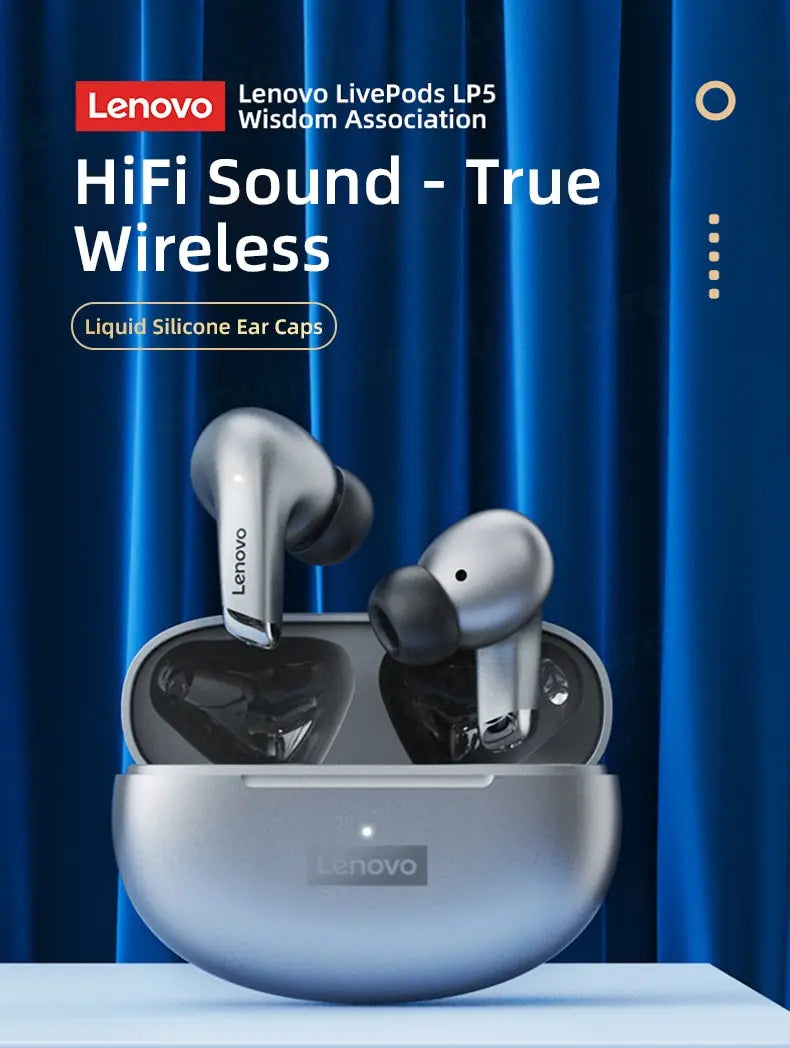 Lenovo LP5 Wireless Bluetooth Earbuds – HiFi, Sports, Waterproof with Mic