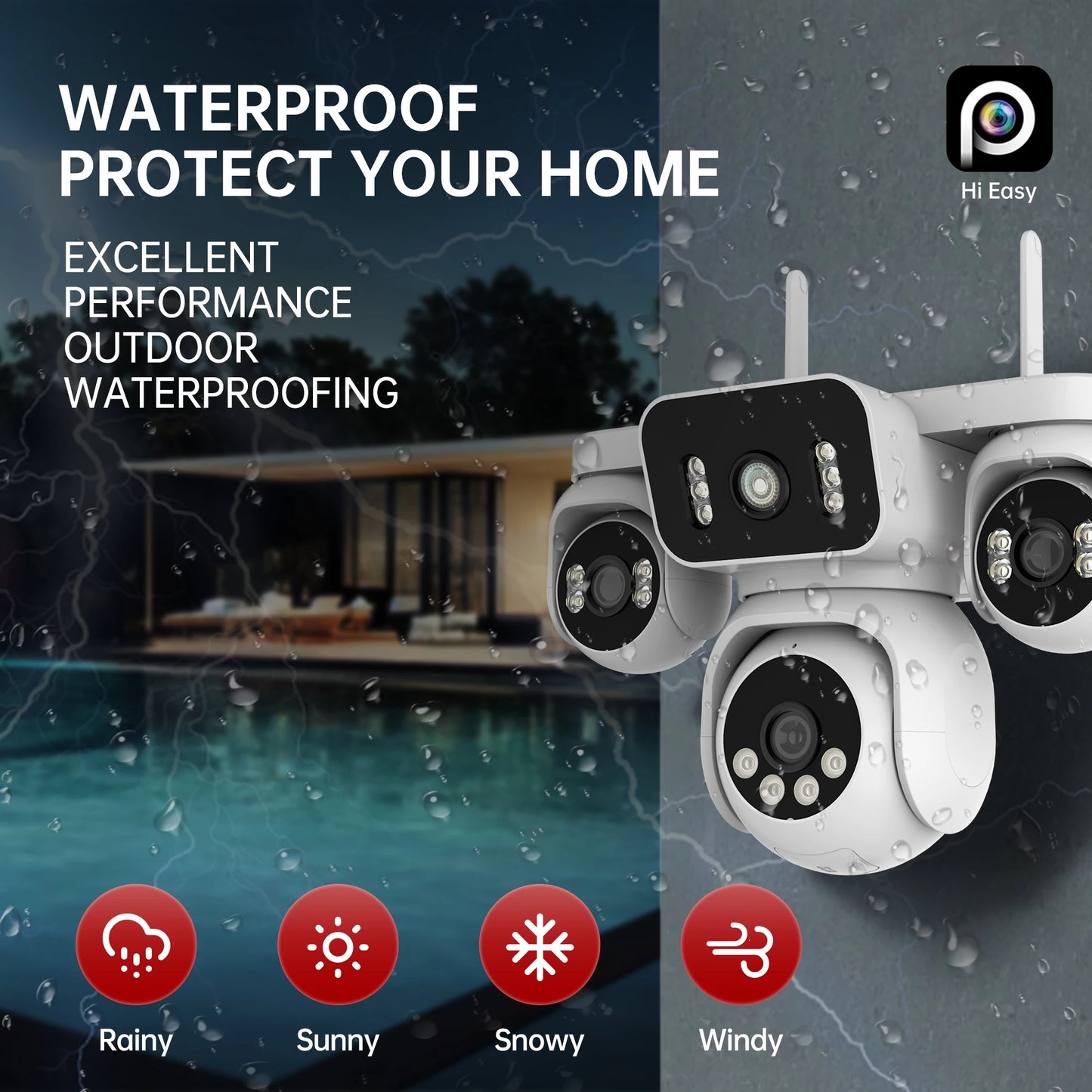 10K 20MP WiFi Security Camera – 4 Lens, 360° PTZ, 16X Zoom