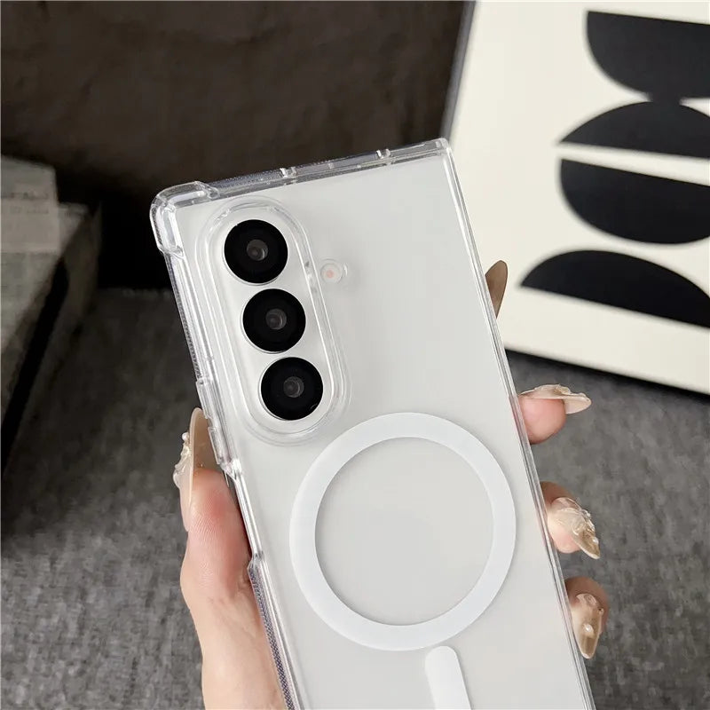 Samsung Z Fold 7 Clear Magnetic Case – MagSafe & Wireless Charging