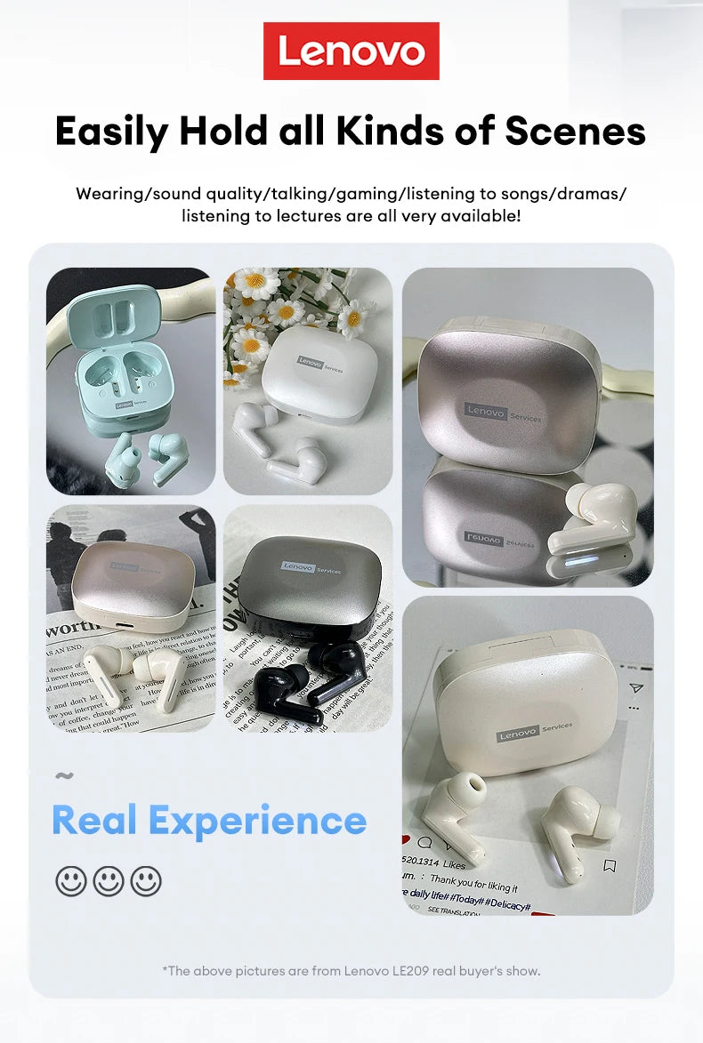 Lenovo LE209 Wireless Bluetooth Earphones – ANC, HiFi Music, 30H Battery