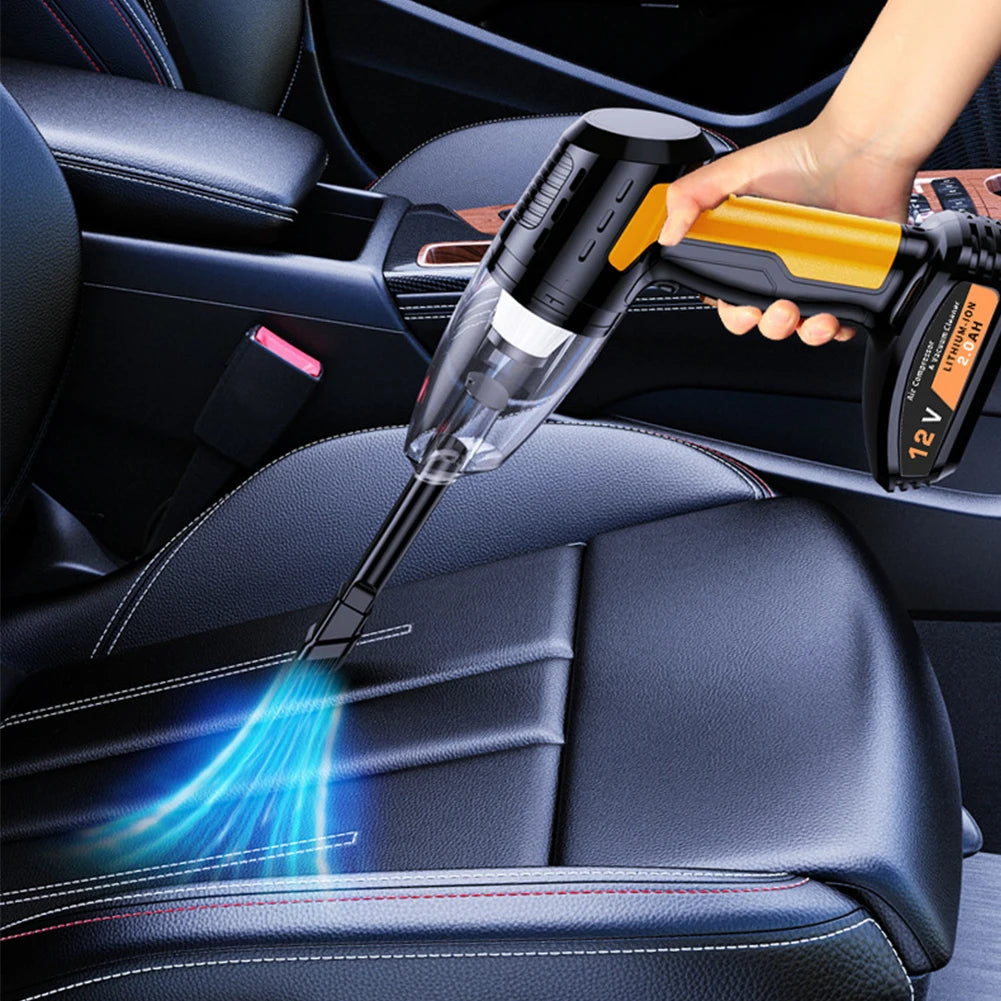 4-in-1 Car Vacuum & Tire Inflator – Cordless, LED, Strong Suction