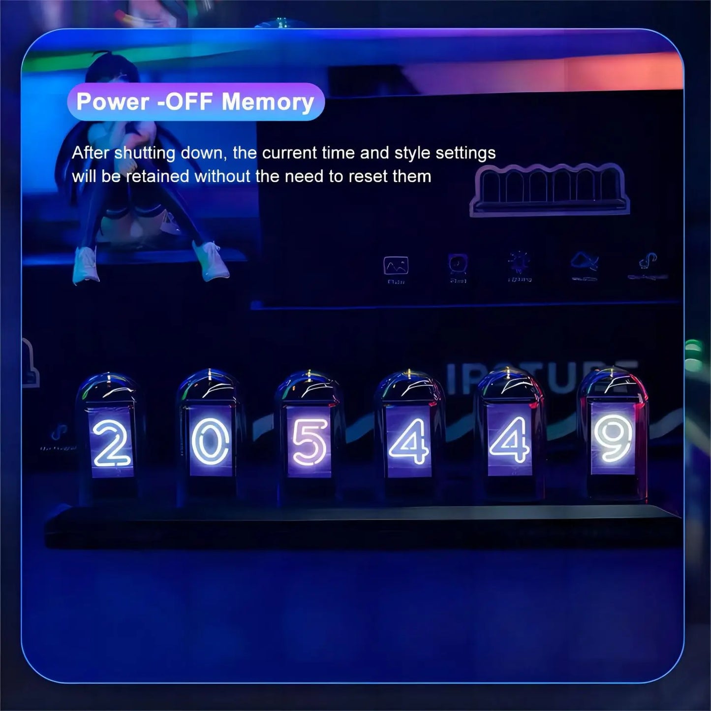 RGB Nixie Tube Clock – LED Glow, IPS Screen, DIY Desktop Decor