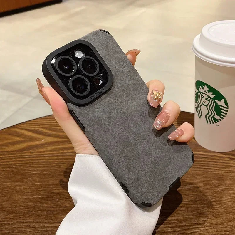 Fashion Fur Leather Phone Case – Full Lens Protection for iPhone 11–16 Pro/Max