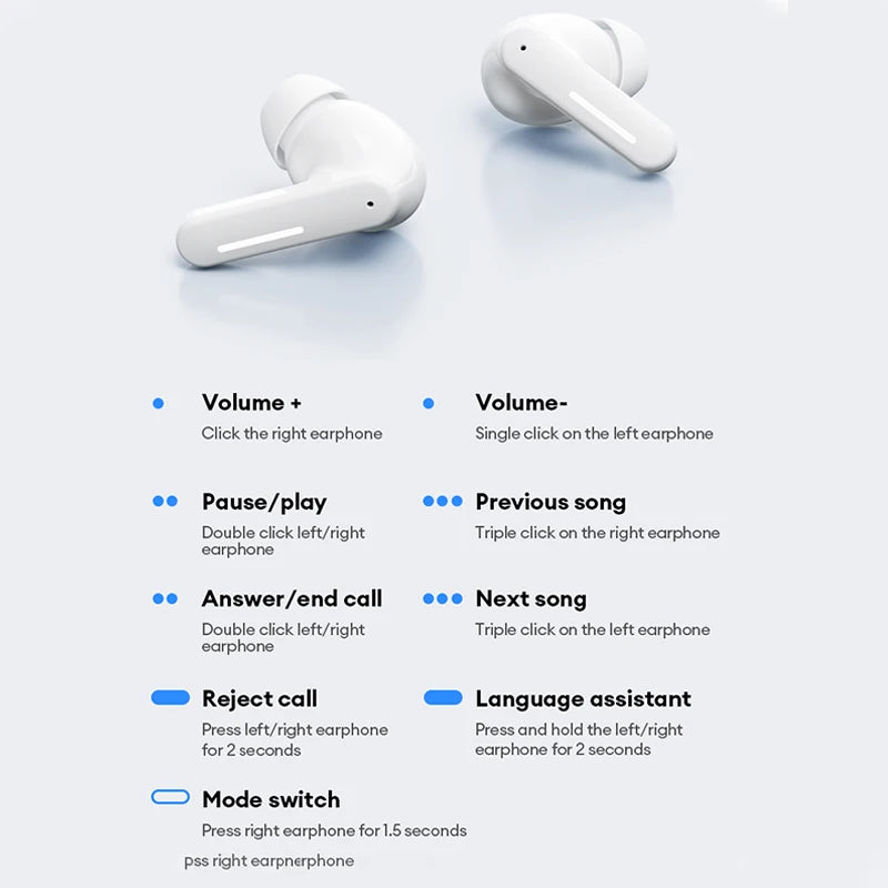 Lenovo LE209 Wireless Bluetooth Earphones – ANC, HiFi Music, 30H Battery