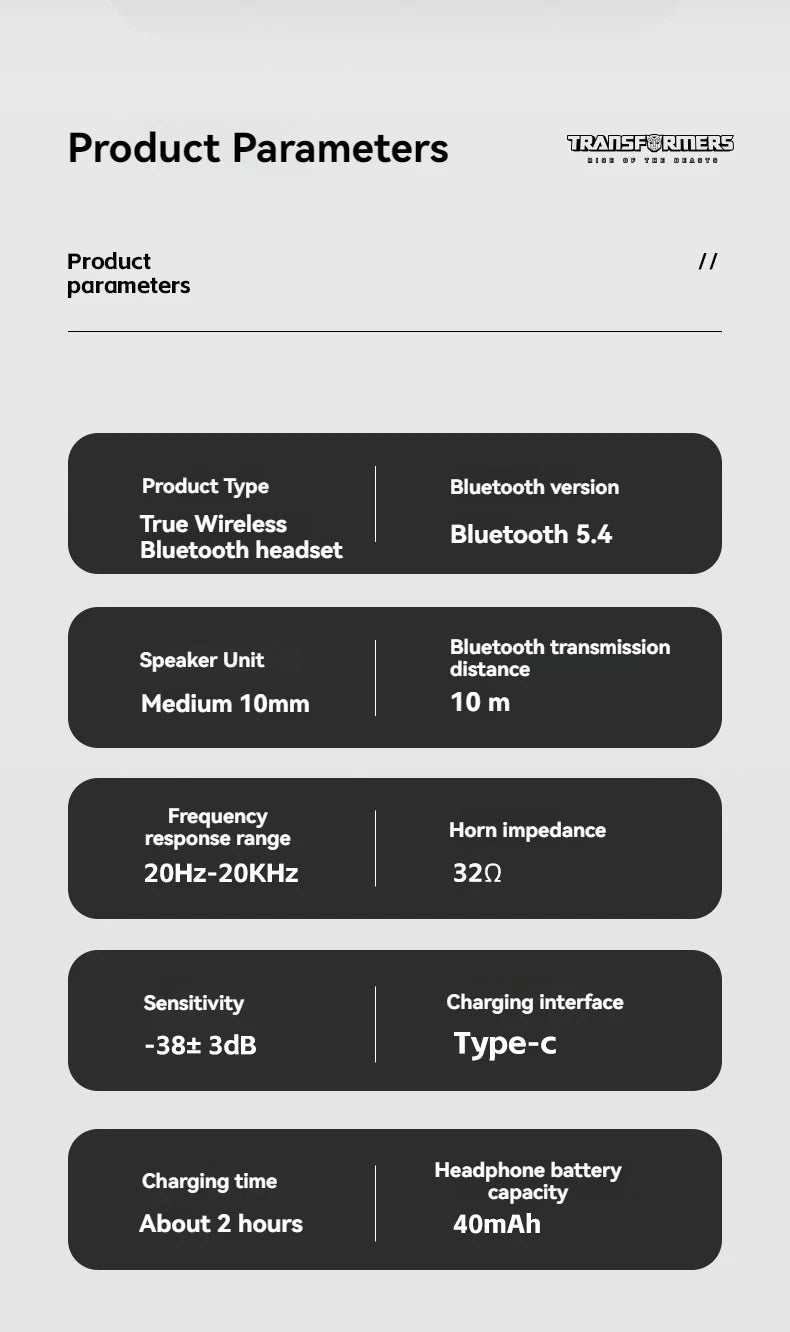 Transformers TF-T10 Bluetooth Earphones – Gaming, Low Latency, Dual Mode