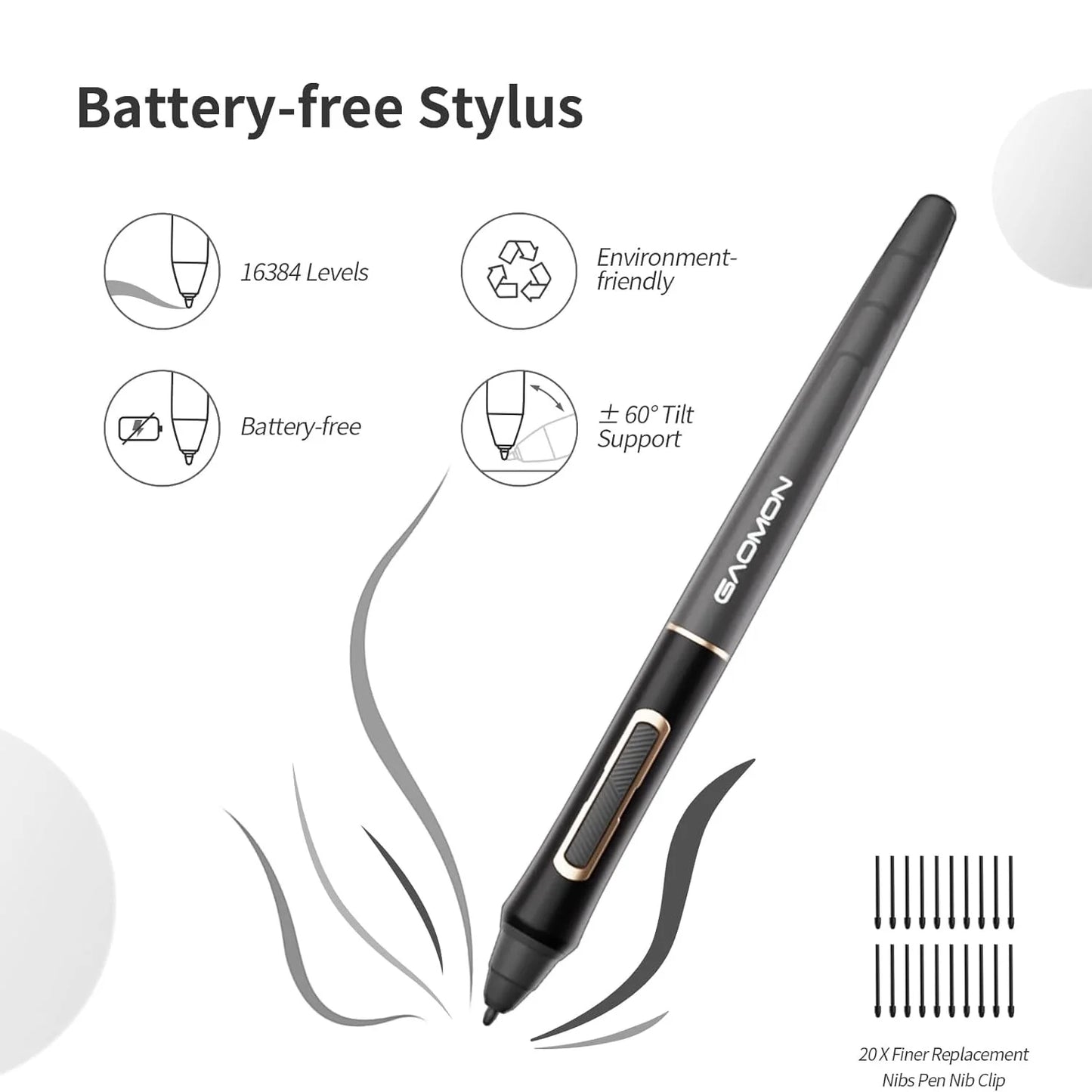 GAOMON WH851 Wireless Graphics Tablet – 16K Pen Pressure, 8x5'' Drawing Pad