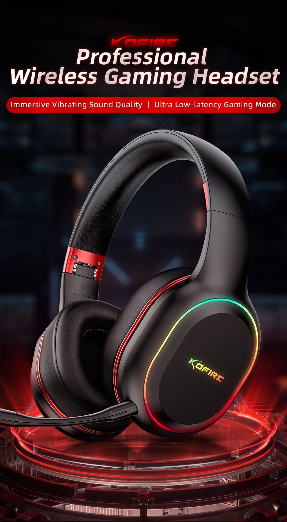 Kofire UG-05 Gaming Headset – Wireless, RGB, Vibration, Dual Mode