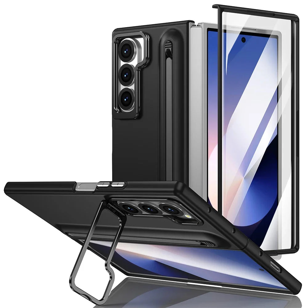 Galaxy Z Fold 4–7 Case – Metal Stand, S Pen Slot & Screen Guard