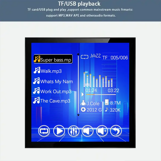 4'' Bluetooth Wall Amplifier – Touchscreen Mini Stereo, Home Theater Audio