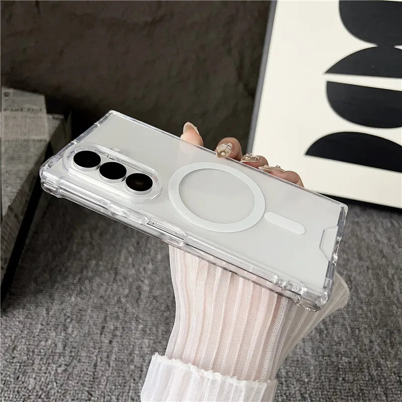 Samsung Z Fold 7 Clear Magnetic Case – MagSafe & Wireless Charging