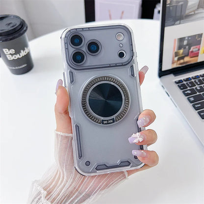 Strong Magnetic 360° Stand iPhone Case – Clear Shockproof Armor (11–17)
