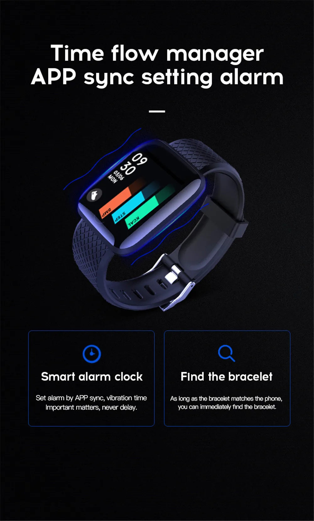 116 Smart Fitness Bracelet – Sport Watch, Music & Message Control, Bluetooth