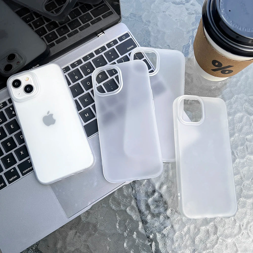Soft TPU Matte Phone Case – Transparent Cover for iPhone 11–17 Series