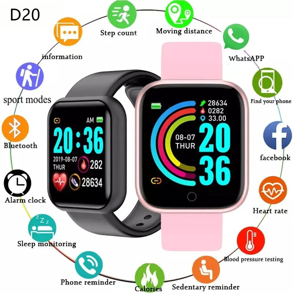 D20 Y68 Smartwatch – Fitness Tracker, Sports, IP67 Waterproof, Android Compatible
