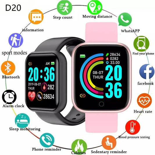 D20 Y68 Smartwatch – Fitness Tracker, Sports, IP67 Waterproof, Android Compatible