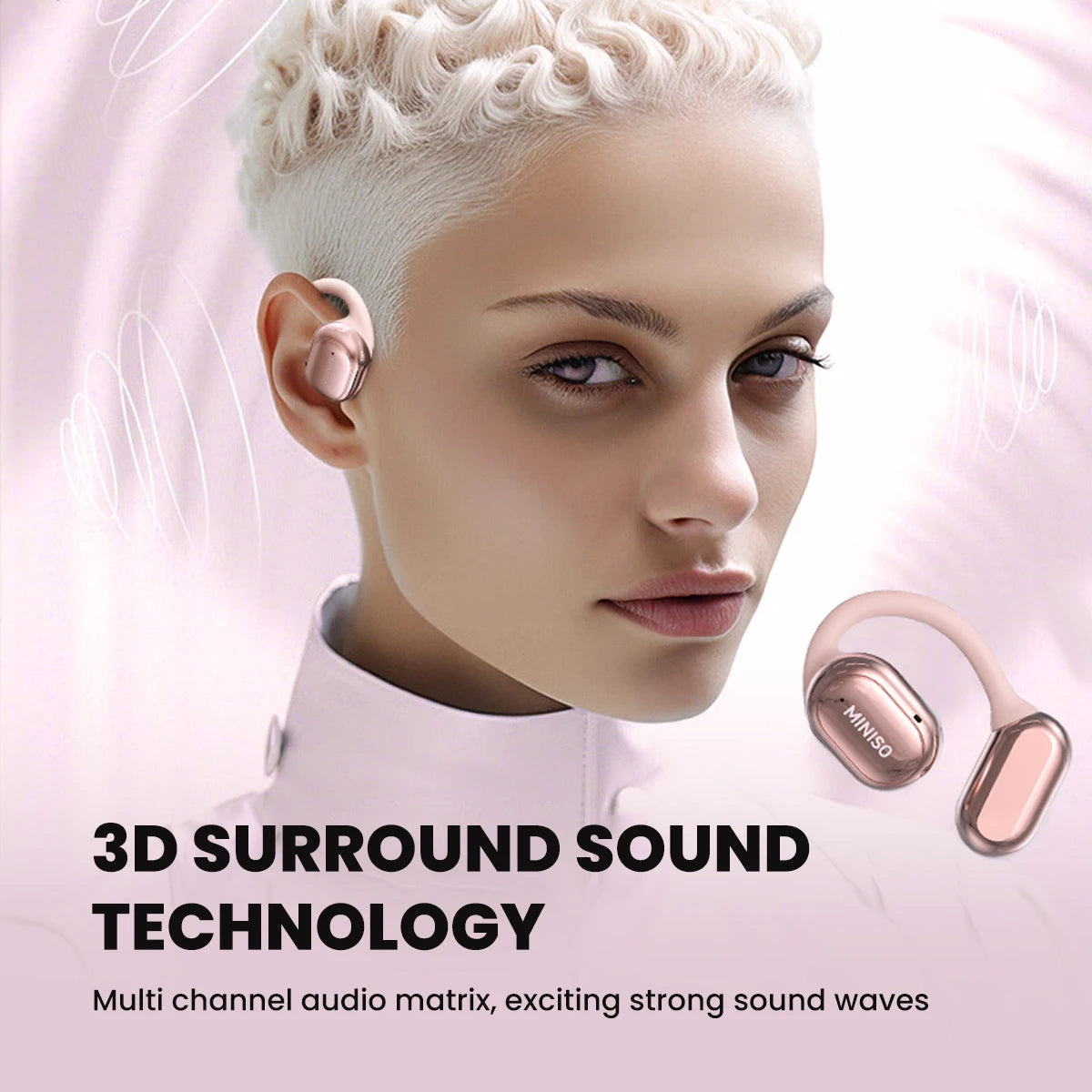 MINISO X39 Wireless Open-Ear Earbuds – Bluetooth 5.4, HiFi Sound, IPX5