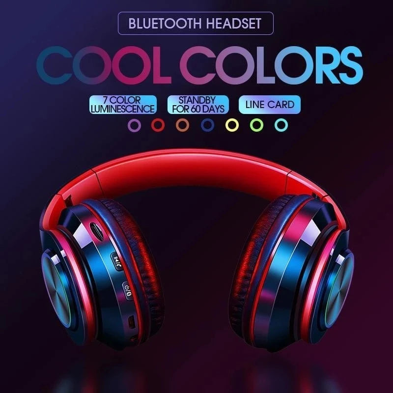 Wireless Bluetooth 5.0 On-Ear Headphones – Stereo, Mic, Foldable for Gaming & Sports