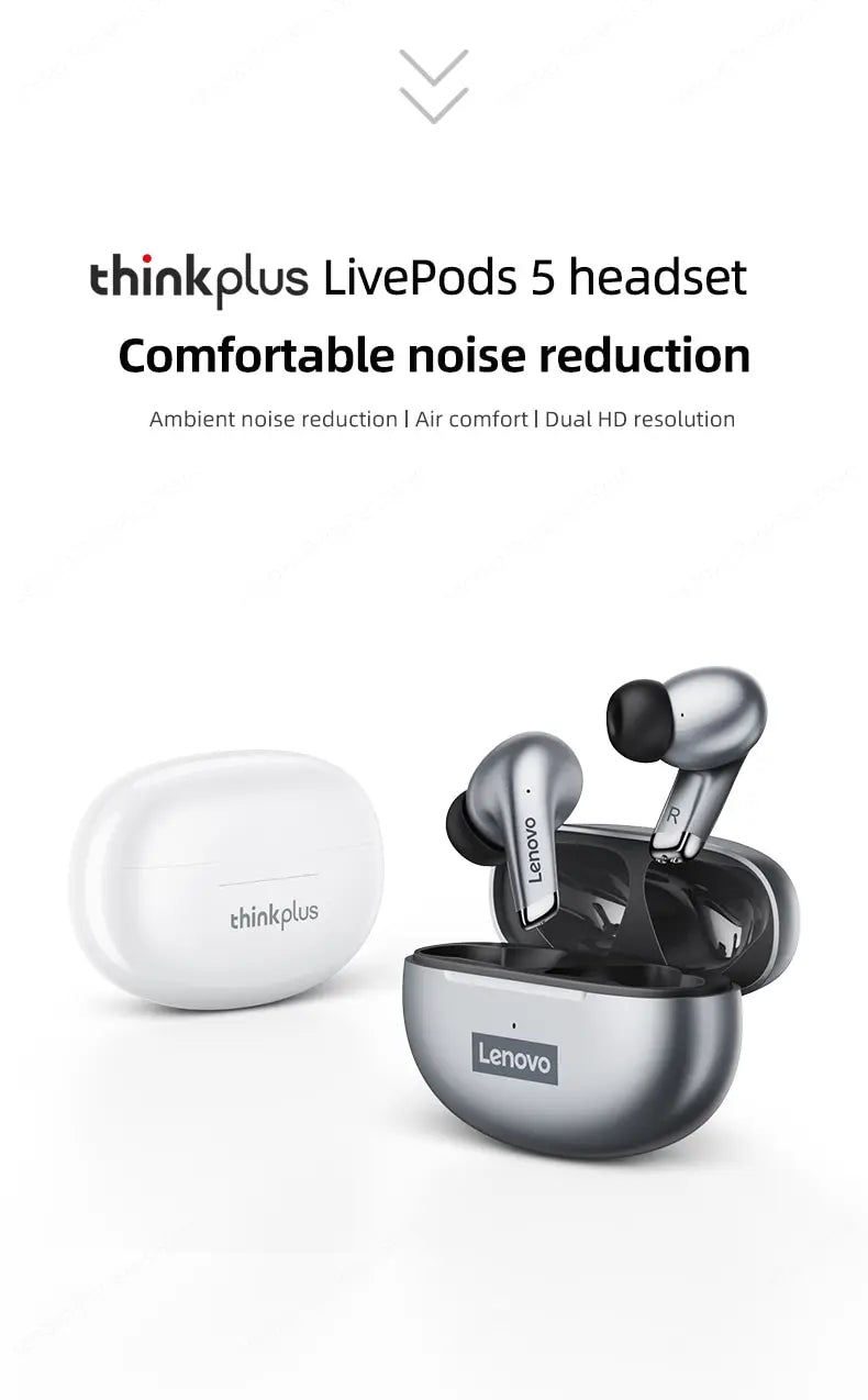 Lenovo LP5 Wireless Bluetooth Earbuds – HiFi, Sports, Waterproof with Mic