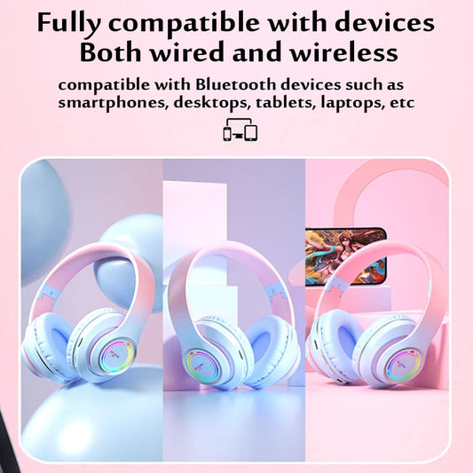 Wireless Bluetooth Kids Headphones – Multi-Color, SD Card, HiFi Stereo