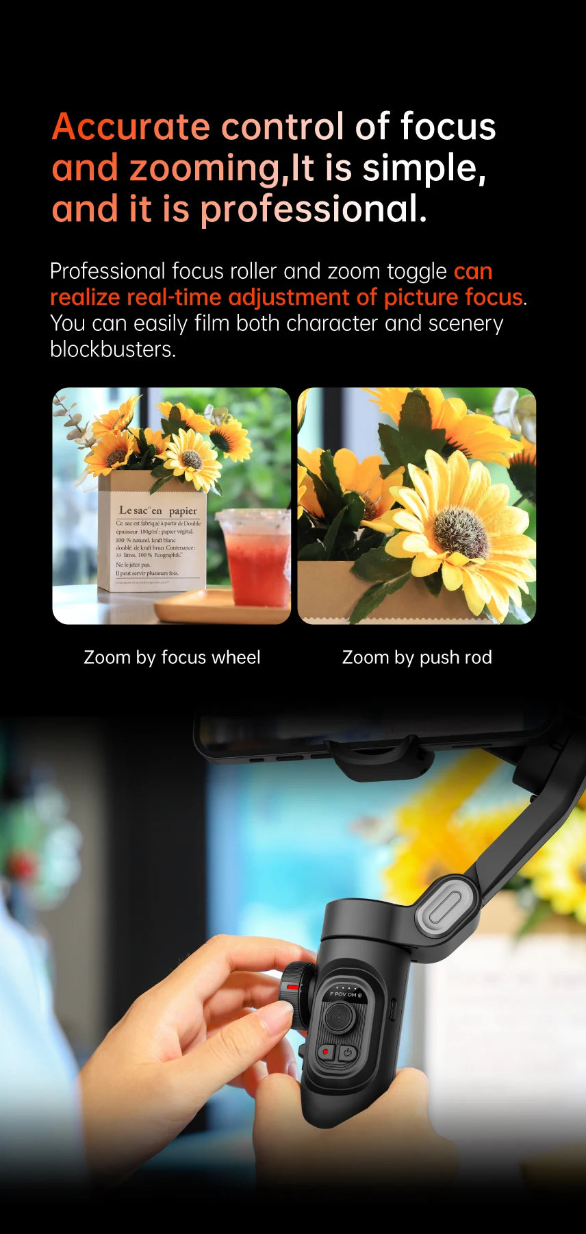 AOCHUAN 3-Axis Handheld Gimbal – SmartXE for iPhone & Android, AI Face Tracking