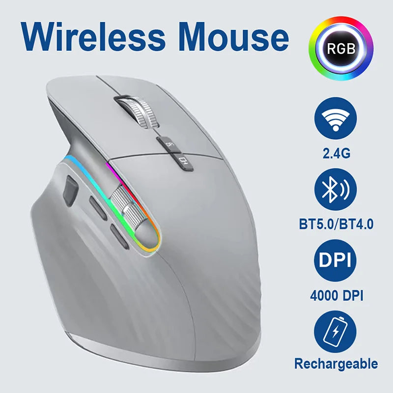 2.4G Wireless Bluetooth RGB Mouse – Rechargeable & Ergonomic