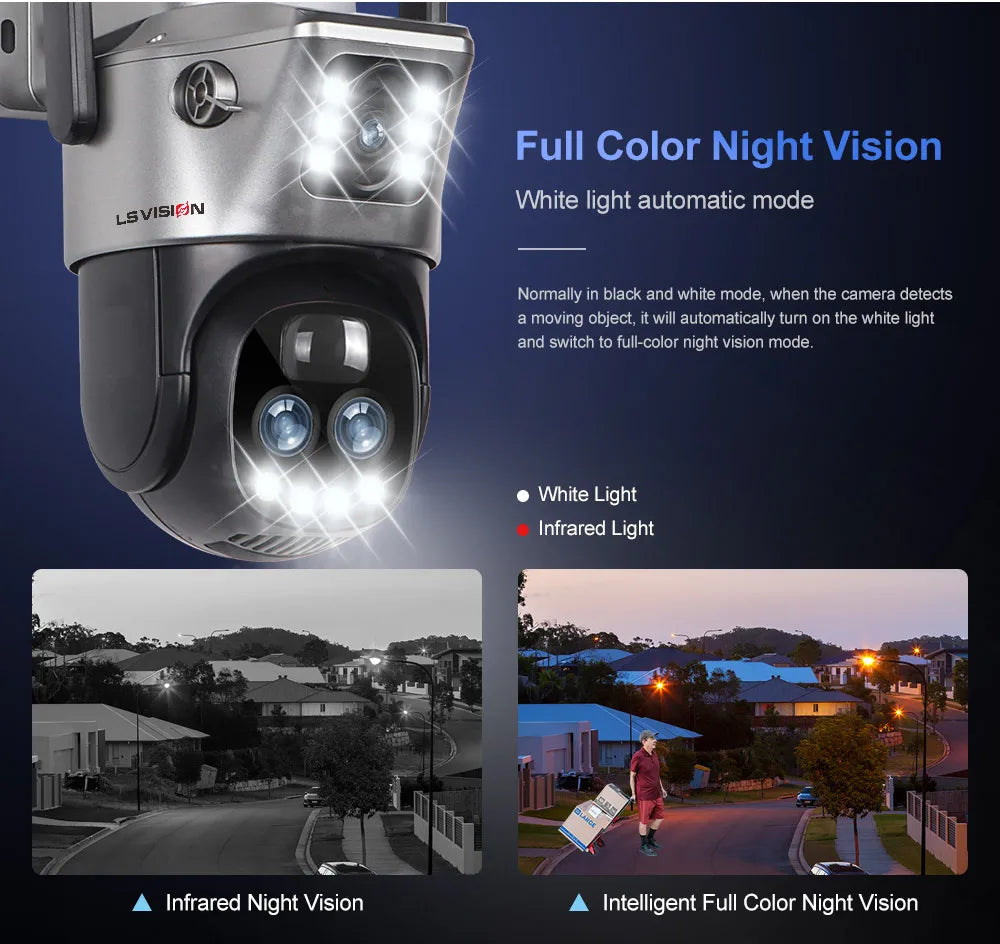 LS Vision V380 Dual Lens Solar Camera – 8MP 4K, 10X Zoom, WiFi/4G