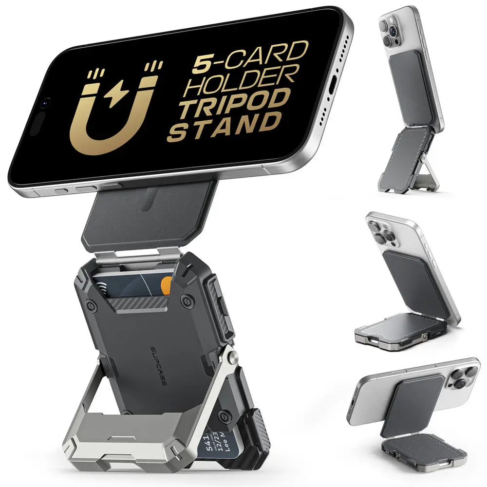 SUPCASE Magnetic Tripod Phone Stand – Credit Card Holder, MagSafe Compatible