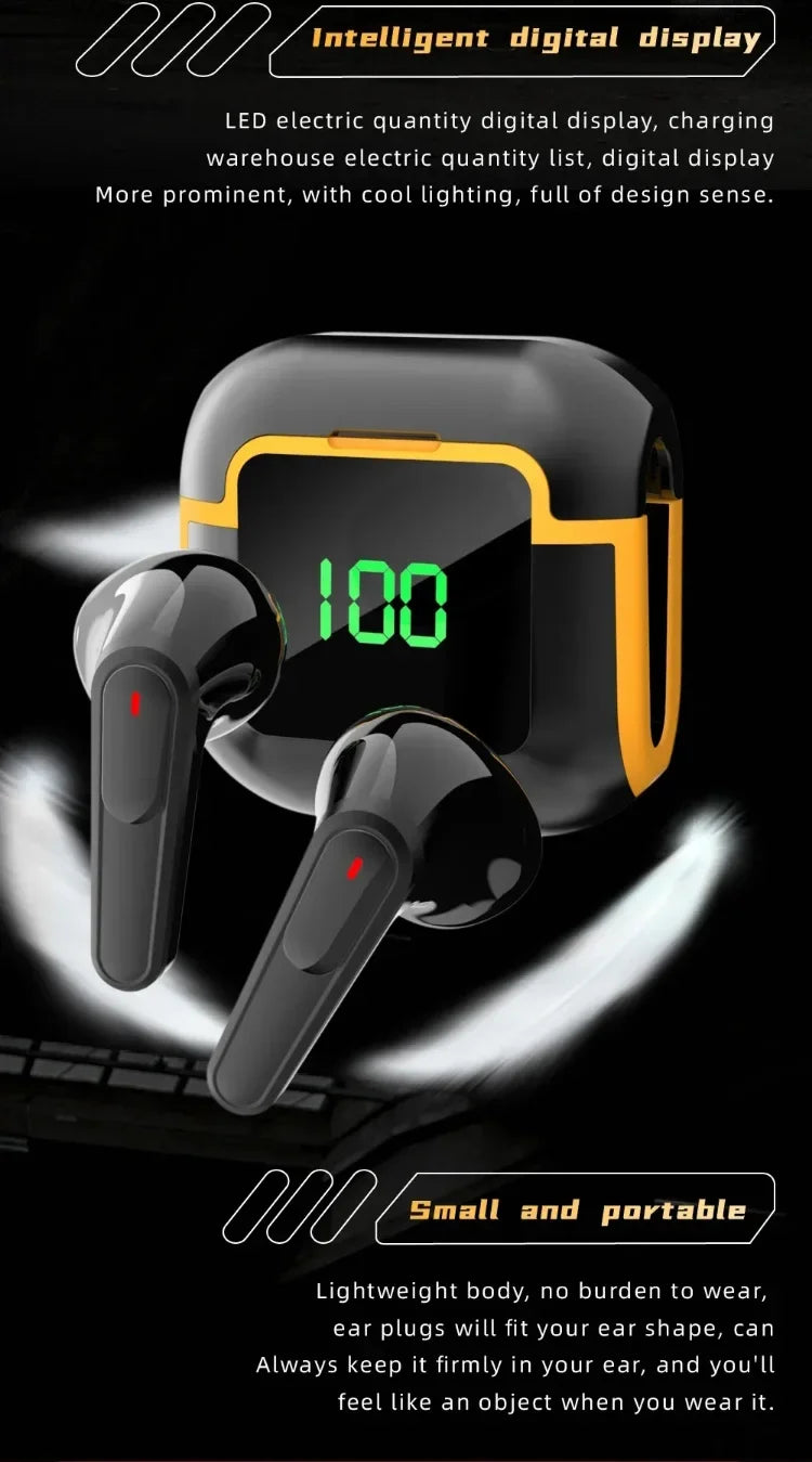 PRO90 Bluetooth 5.3 TWS Earbuds – LED, Stereo, Touch, Noise Cancel