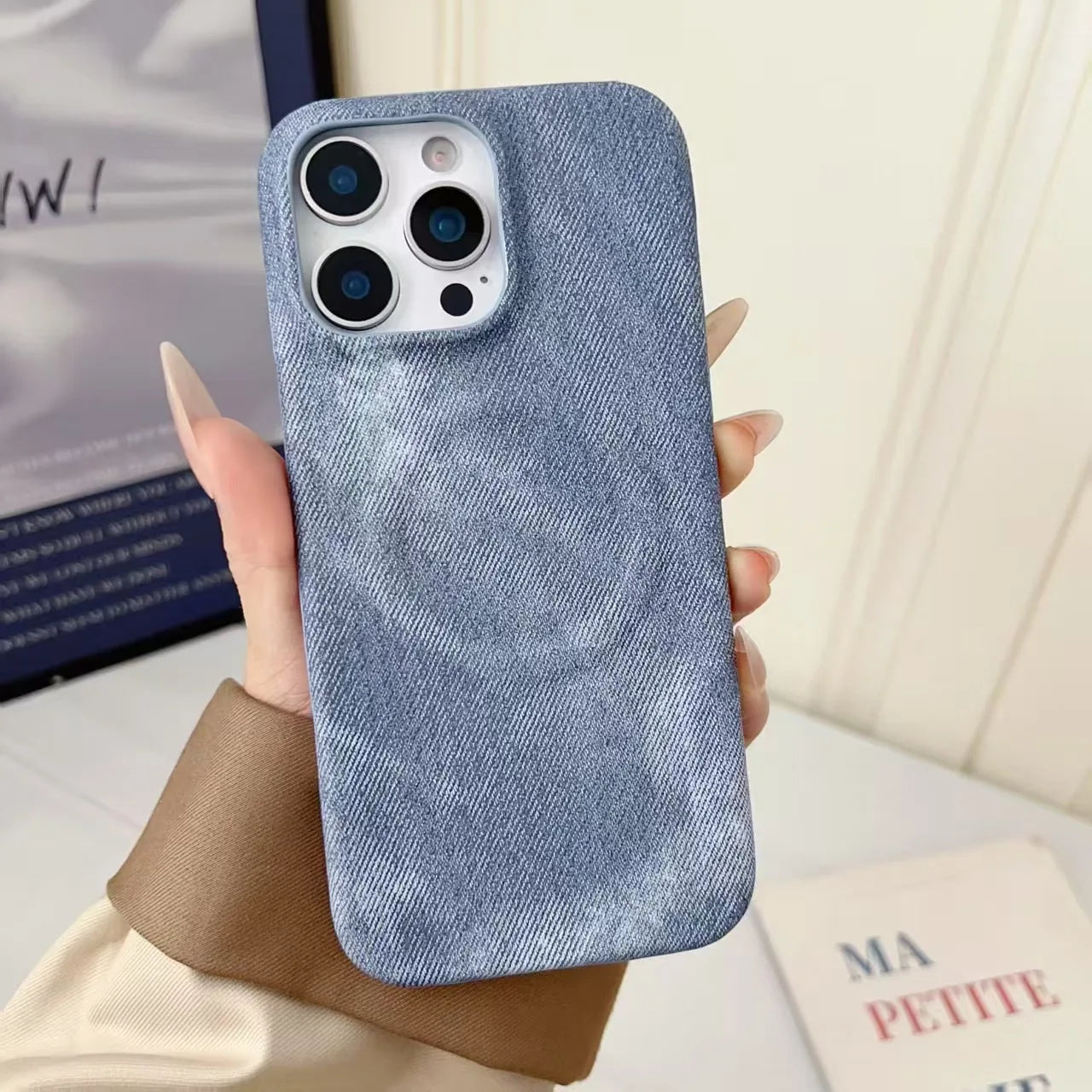 Ultra-Thin Denim Magnetic Phone Case – Fits iPhone 12–16 Pro/Plus/Max