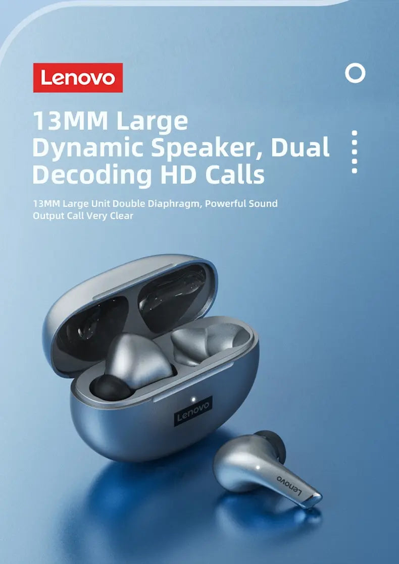 Lenovo LP5 Wireless Bluetooth Earbuds – HiFi, Sports, Waterproof with Mic
