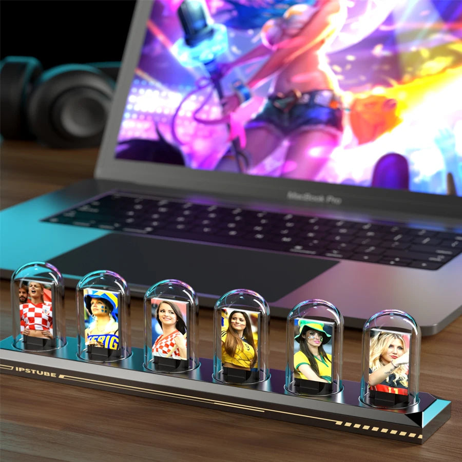 RGB Nixie Tube Clock – LED Glow, IPS Screen, DIY Desktop Decor