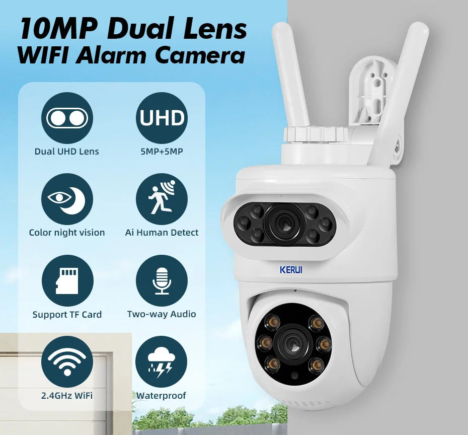 KERUI 5K 10MP Dual Lens WiFi Camera – Smart PTZ Outdoor Security