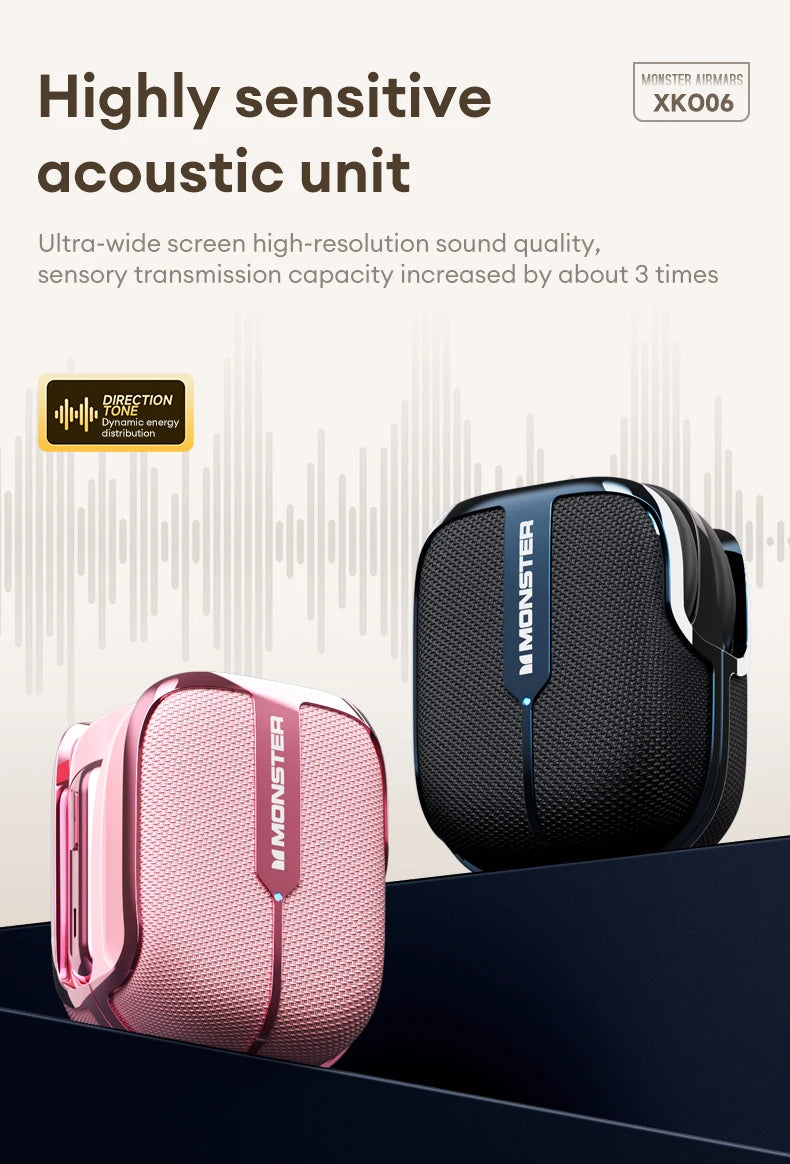 Monster XKO06 Earbuds – Wireless Bluetooth 5.4, Stereo, Noise Reduction, Sport