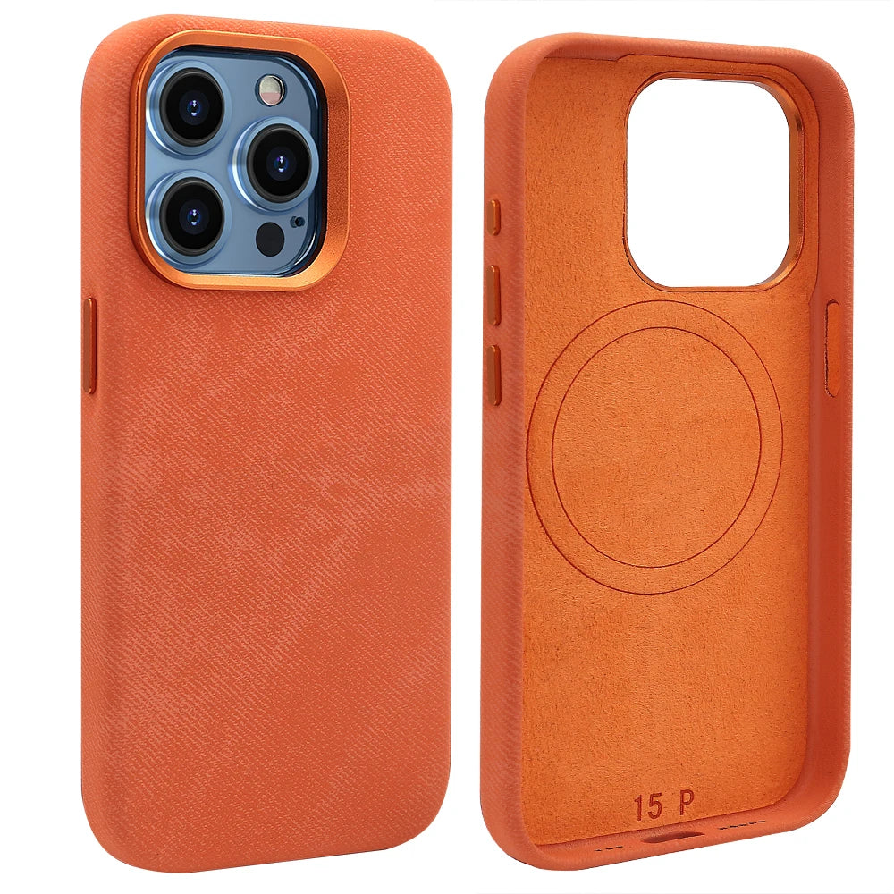 Full-Wrap Magnetic Alcantara Case – Luxury Suede Leather for iPhone 16 Pro/Max