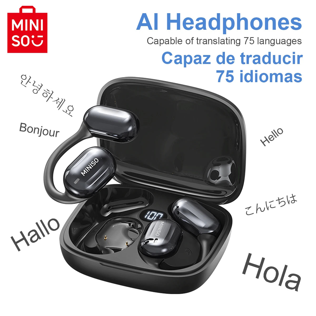 MINISO MS162 Translator Earphones – Face-to-Face Bluetooth Wireless Headset
