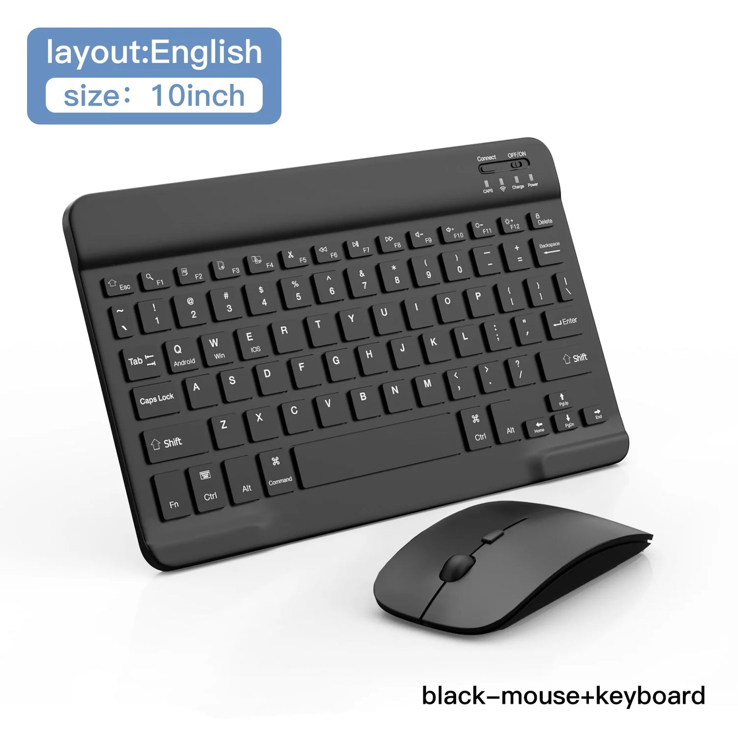 RGB Backlit Bluetooth Keyboard & Mouse – 10-Inch Wireless for Tablet/Laptop