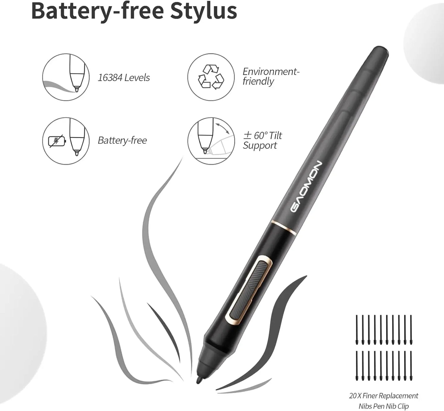 GAOMON WH851 Wireless Graphics Tablet – 16K Pen Pressure, 8x5'' Drawing Pad