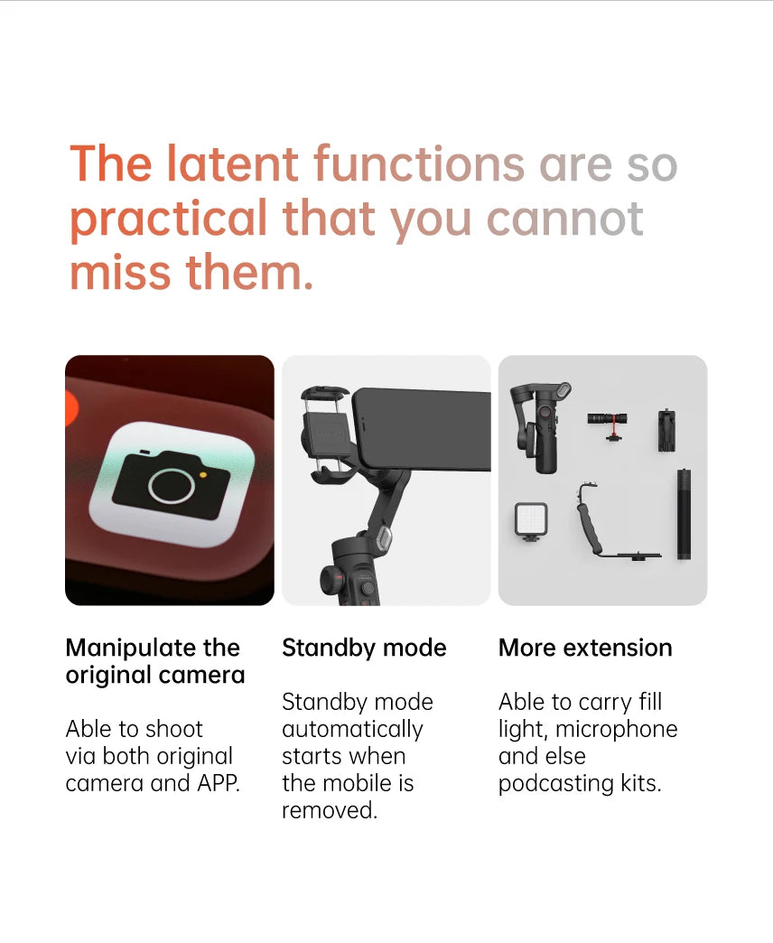 AOCHUAN 3-Axis Handheld Gimbal – SmartXE for iPhone & Android, AI Face Tracking